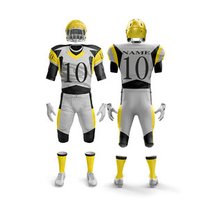 Conjunto de Uniforme de Fútbol Americano Personalizable con Estampado Sublimado, Jersey de Poliéster de Manga Corta con Cuello en V y Absorción de Humedad para Hombre - Product Image 1
