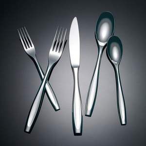 Ensemble de couverts en métal de tons mélangés combinant des surfaces brillantes mates pour rehausser l'expérience des repas de table de luxe en acier miroir - Product Image 4