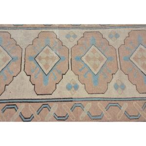 Alfombra turca Vintage azul Beige clásica 2,8X9,7 pies diseño de retazos hecho a mano lana bambú seda látex para sala de estar pasillo rectángulo - Product Image 5