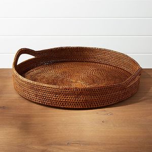 Vente en gros de plateaux à fruits ronds traditionnels en rotin naturel faits à la main de différentes tailles plateaux de service en rotin personnalisés plateaux de décoration intérieure - Product Image 1