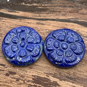 Sculpture moghole faite à la main Lapis Lazuli paire de pierres précieuses bleues naturelles en forme ronde de 15x15mm pour l'utilisation de bijoux 100 pièces produit en vrac - Product Image 4
