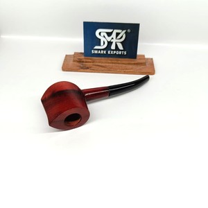 Pipa de Tabaco de Madera Reutilizable Hecha a Mano de Lujo, Cuenco con Acabado Rojo Intenso, Tallo Negro Cómodo, Ecológica para Fumadores de Pipa Clásicos - Product Image 6