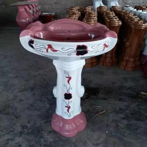 Wholesale Big Sterling Ceramic Pedestal Wash Basin Set Marble Style Eco-friendly Bathroom India Construction - Product Image 4