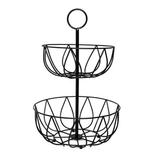 Tazón para servir frutas de Metal negro con diseño de mediados de siglo, Hotel de lujo y restaurante decorativo para el hogar, uso para bodas al por mayor - Product Image 5