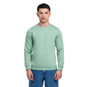 Sweat-shirt tendance vert menthe pour homme, col rond, pull, OEM ODM, vente en gros, logo personnalisé, fournisseur de molleton en coton - Product Image 2