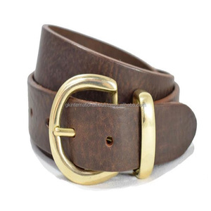 เข็มขัดลำลองหนังสีน้ำตาลและสีดำ,แฮนด์เมดหรูหราสำหรับผู้ชายพร้อมหัวเข็มขัดทองเหลืองผิวสีทองทรงรีคุณภาพสูง - Product Image 6