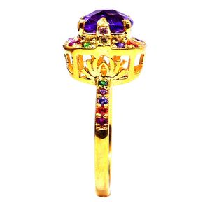 Anillo de topacio multicolor amatista chapado en oro de Plata de Ley 925 - Product Image 4