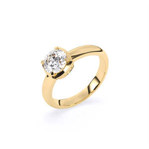 Anillo Solitario con Diamante Cultivado en Laboratorio, Corte Redondo, Media Montura, Libre de Conflictos, con 1.03 Ct |   En oro amarillo, blanco y rosa de 9 quilates - Product Image 2