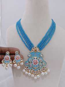 Collar antiguo de artesanía con pintura de Meenakari para mujer, peso ligero con colección de perlas única para boda y fiesta - Product Image 5