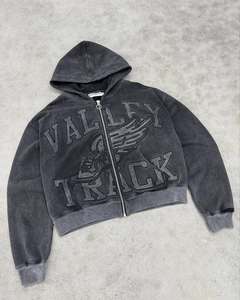 OEM personalizado 100% de alta calidad de los hombres de gran tamaño con cremallera gráfico Sudadera con capucha de algodón polar 360 GSM - Product Image 5