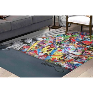 Tapis imprimé graffiti, grand tapis Banksy, cadeau original pour la maison, tapis en velours - Product Image 2