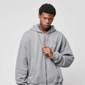 TOP Qualité Zipper Hoodies 400 GSM Français Terry Polaire Coton Zip Up Hoodies Dernière Conception Casual High Street Full Zip US Hoodie - Product Image 6