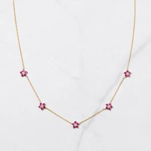 สร้อยคอทับทิมสร้อยคอดอกเดซี่สร้อยคอดอกเดซี่925สเตอร์ลิงเงิน14K ชุบทอง - Product Image 6