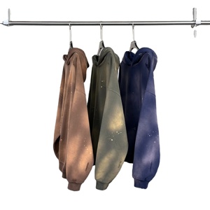 Diseño de pisada Logotipo personalizado Sun faded Print Oversized Distress Street-Wear Men Wash Hoodies Sudaderas Venta - Product Image 5