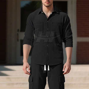 High Demand Winter Casual Eco-Friendly Breathable 100% Cotton Durable Lightweight Solid Cargo Suit Trendy Style Daily Wear Set - Product Image 5