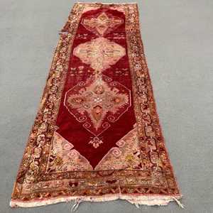 3.5x10.8 ft <b>Runner</b> Vintage Rug, Turkish Rug, <b>Red</b> Brown Persian Wool Rug - Product Image 1