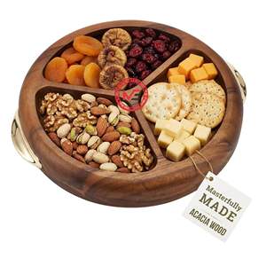 Bandeja de Madera de Primera Calidad con Asas Doradas para Charcutería, Aperitivos, Desayuno, Café y Té, para Fiestas y Decoración del Hogar, Hecha a Mano y Personalizada - Product Image 1