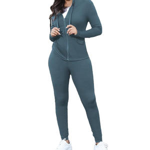 ชุดวอร์มสองชิ้นมีซิปสำหรับผู้หญิงชุดวอร์มใส่สบายและมีน้ำหนัก - Product Image 1