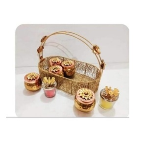 Nuevo tarro de fruta seca de diseño antiguo dorado Premium con soporte de metal dorado solo para uso doméstico - Product Image 3