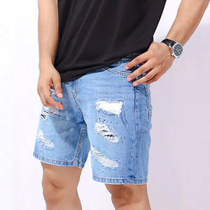 Bermuda confortable en denim déchiré à prix d'usine pour hommes/Short en denim décontracté personnalisé à coupe décontractée à bas prix pour hommes - Product Image 2