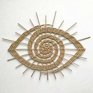 Decoración de Pared Estilo Boho, Adorno de Pared Colgante de Ratán con Ojo Turco, Arte de Pared de Mimbre, Accesorios Rústicos de Ratán para el Hogar - Product Image 1