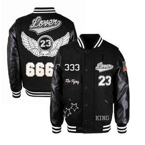 Blousons universitaires pour hommes de haute qualité, chauds pour l'hiver, style baseball, manches bomber, col montant, logo personnalisable sur le devant - Product Image 6