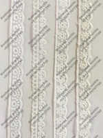 Dentelle de Venise en Organza Crochetée Erkoumi 8cm, Polyester/Nylon, Écologique, Motif Floral Blanc Rose, pour Mariages, Bricolage, Artisanat, Sacs