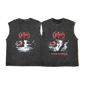 Vintage 2025 <b>Men's</b> Gym <b>Clothing</b> Oversized Washed Cotton Tank Tops High Street <b>Goth</b> Style Summer Sleeveless Vest T Shirt Top - Product Image 2