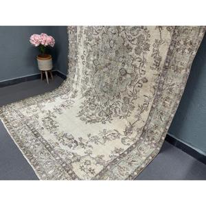 Vintage 5.6x9.2 ft Rug, Turkish Rug, <b>Brown</b> Camouflage Rug <b>Wool</b> - Product Image 2