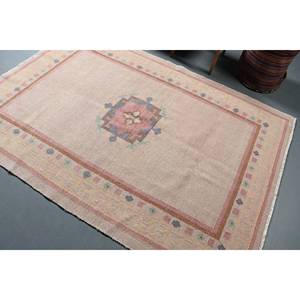 Alfombra turca Vintage Beige 5,2X7,3 pies lana hecha a mano área grande diseño de retazos Rectangular pasillo patrón látex para decoración de habitación - Product Image 4