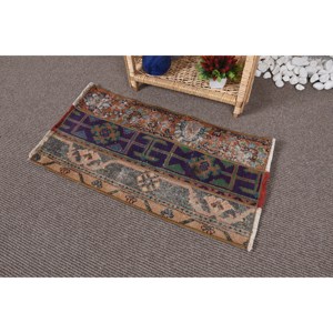 Alfombra de retazos Vintage de lana marrón bohemia de área grande (1,4X2,8 pies) Rectangular para pasillo Entrada Látex Característica de verano - Product Image 3