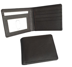 Genuine Leather Bi-<b>fold</b> Men's Open Closure Customizable Logo Slim Design RFID Blocking Feature Card Holders Short Gents' - Product Image 3