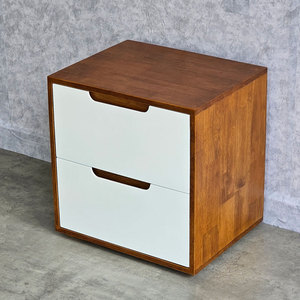 Solid Wood TDG68022 Bedside <b>Table</b> with 2 Drawers 50x40x50cm Modern Minimalist Design for Apartment Bedroom Furniture - Product Image 3