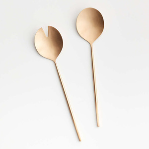 Venta caliente hecho en La India, Juego de 2 cucharas y tenedores de acero inoxidable chapados en oro con mango de mármol para hoteles - Product Image 4