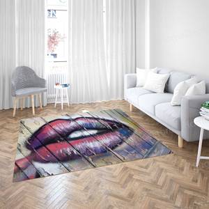 Alfombra Estampada con Graffiti de Labios - Alfombra Grande para Entrada, Decoración de Pared, Regalo para el Hogar, con Pelo Suave - Product Image 4