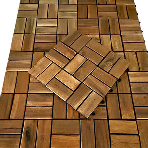 Carreaux de terrasse modernes en bois d'acacia 12mm 18 lamelles Design imbriqué Patio de jardin Installation facile Finition lisse Style naturel - Product Image 6