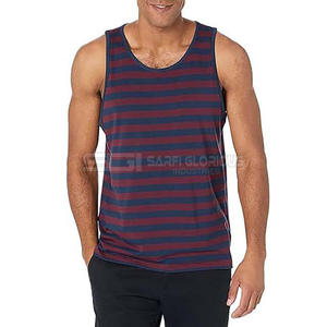 Camiseta Deportiva de Tirantes para Hombre, Azul Marino y Marrón, de Algodón y Elastano, para Entrenamiento, Sin Mangas, de Alta Elasticidad, Chaleco Deportivo - Product Image 1