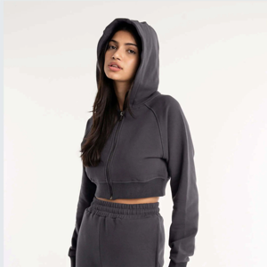 Sudadera con Capucha de Forro Polar Corto Personalizable OEM para Mujer, Ideal para Yoga, Deportes y Entrenamiento de Invierno, con Cuello con Capucha y Cierre Frontal - Product Image 4