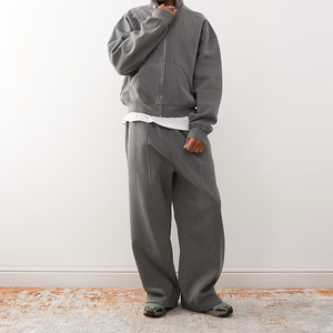 Custom <b>Oversized</b> Men's Winter Heavyweight 100% Cotton Sportswear Embroidered Hoodie <b>Sweatpants</b> Suit Jogger Casual Tracksuits - Product Image 2