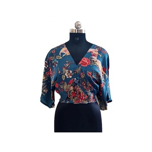 2023 Top de algodón Popular para mujer con cintura Smocking Casual estampado temporada de verano tela tejida al por mayor de proveedor indio - Product Image 4