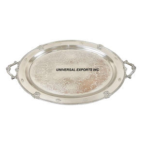 Bandeja de chocolate ovalada de metal hecha a mano con estilo clásico, Plato decorativo ecológico con diseño tradicional - Product Image 6