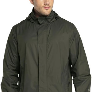 2025 venta al por mayor logotipo bordado personalizado impermeable cremallera acolchada con capucha chaqueta cortavientos abrigos de poliéster para hombres - Product Image 1