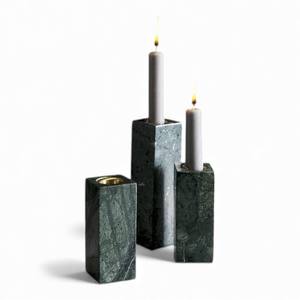 <b>Tall</b> Rectangular Marble <b>Candle</b> Holder Pair With Natural Stone Finish For Luxury Home Decoration - Product Image 4