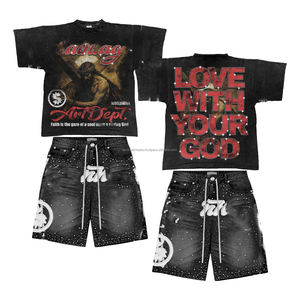 Conjunto de Camiseta y Pantalones Cortos Deportivos para Hombre con Logotipo Personalizado, Moda de Verano, Ropa Deportiva Informal para Gimnasio, Conjunto de 2 Piezas para Mujer - Product Image 1