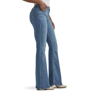 Wholesale <b>Elastic</b> High <b>Waist</b> Women Wide Leg <b>Jeans</b> OEM Pure Cotton Multi Pocket Denim Pants <b>With</b> Scratches - Product Image 6