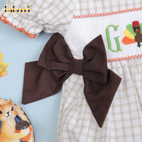 Babeeni Turkey Hand Smocked Baby Girls Autumn Bubble ODM 100% Organic Cotton OEKO-TEX Certified Snap Button Print Puff Sleeve