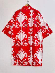 Robe Kimono en coton pour femmes bloc imprimé Robe de nuit confortable Robe de demoiselle d'honneur Robe de chambre vêtements de plage Robe à la main naturelle - Product Image 4