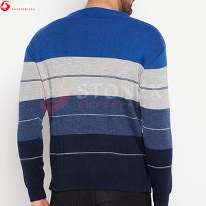 Mode rayé décontracté coton hommes pull tricot pull en gros pas cher personnalisé col rond hiver tricoté épais pull - Product Image 3