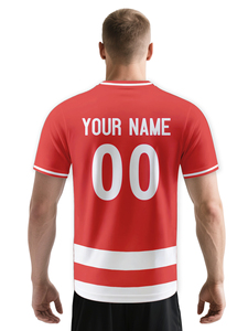 Camiseta de fútbol personalizada para aficionados, camisetas de fútbol rojas y blancas con nombre y número, camiseta de fútbol de equipo para mujeres, hombres y jóvenes - Product Image 3