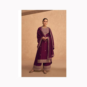 Diseñador moderno 2024 señoras 3 piezas indio paquistaní seda Salwar traje alto precio al por mayor para adultos Lino algodón Georgette - Product Image 1